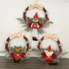 Dekoratif Çiçekler Noel Baba Kardan Adam Rattan Çelenkleri Noel Aksesuarları El Yapımı El Sanatları Asma Kolye Tatil Dekorasyonları