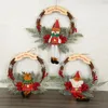 Decoratieve bloemen Santa Claus Sneeuwman Rattan Kransen Kerstaccessoires Handgemaakte ambachten Hangende hangende vakantiedecoraties