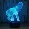 Nachtlichter, 3D-Lampe, LED-Licht, Zoo, Tanz, Elefant, Actionfigur, 7 Farben, TouchTable-Dekoration, optische Täuschung