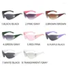 Gafas de sol Ins Steampunk Y2K para mujer moda una pieza sin montura estrella remache gafas de sol hombres Punk Hip Hop sombras escudo gafas
