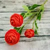 Dekorativa blommor 3heads Artificial Ranunculus Asiaticus Rose Fake Silk Flores Artificiales for Autumn Wedding Decoration Kunstbloemen