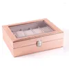 Watch Boxes Special Case For Women Female Girl Friend Wrist Watches Box Storage Collect Pink Pu Leather