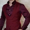 남성 조끼 Burgundy Slim Fit Casual Vest Double Breasted One Piece Custom Waistcoat Wedding Groomsmen Tuxedo Male Fashion