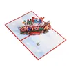 Cartes de vœux Fournitures de fête d'événement Festive Home Garden 3D Anniversaire Pop Up Carte Érable Rouge Cadeaux Faits À La Main Cartes De Joyeux Noël