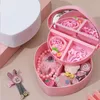 Opbergdozen Bins Pink Love Heart Sieraden Dubbele lagen Spiegel Cosmetische organisator Schattige snuisterij Drappal Portable Girl Make Up Case 221008