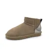 Botas de neve camurça clássica mini -mulheres curtas mantêm homem quente homem luxuoso casual casual cinza aus u5854 winter feminino sapato de sapato de sapato booties