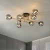 Lampadari Lampadario LED nordico per soggiorno Camera da letto Sala da pranzo Cucina Lampada da soffitto moderna a sfera in vetro Fagioli magici Lampada G9