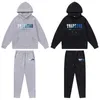 남자 Tracksuits Trapstar 가을과 겨울 새로운 하이 스트리트 화이트 블루 타월 자수 플러시 까마귀 바지 남성 여성 G221007