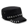 Berets Punk Schädel Niet Voll Verschluss Militär Hüte Frauen Frühling Herbst Marke Snapback Baumwolle Für Männer Mode Skeleton Armee Kappe