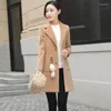 Women's Wool Women's Elegant Blended Long Woolen Coat Autumn Winter Female Thin Casaco Feminina Robe Jacket2XL