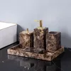 Set di accessori da bagno Emperador Dark Natural Marmo Bagno Deep Brown Luxury Portaspazzolino Portasapone Dispenser