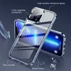 Mobilfodral 360 Stötsäkert Fullt linsskydd Magnetiskt metall Snapfodral För iPhone 13 12 11 Pro Max 12Mini 13Mini Dubbelsidigt glasskydd W221014