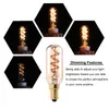 GRENSK E27 dimbare LED -lamp Spiral Filament lamp T25 C35 3W 2200K RETRO VINTAGE E12 E14 220V Lichten Decoratie voor thuis