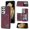 Shockproof Phone Cases for Samsung Galaxy S22 S21 S20 Note20 Ultra - Polygon Shape PU Leather Anti-fall Protective Case with Card Slots