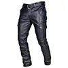 Men039s Pants Autumn Black Leather For Men Pu Casual Slim Fit Skinny Motorcycle Punk Male Riding Straight Trousers8151664