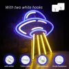 Night Lights UFO Alien Spaceship LED Signs Blue Yellow Bedroom Acrylic Neon Wall Light Signs for Kids Astronomy Lovers School Science Museum Decoration