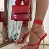 Sandals Sapatos Mulher Sexy Elegante Festa com tiras de tiras de GoldenHigh Heels Wedding Open Toe For Women 2022