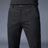 M￤ns byxor Slim Casual Full Length Fashion Business Stretch Trousers Man Brand Black Blue Pantalones 221010