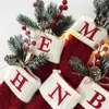 Décorations de bas de noël flocon de neige rouge lettres personnalisées chaussettes ornements d'arbre de noël décor sacs-cadeaux en gros