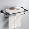 Badaccessoire Set hardware 304 roestvrijstalen handdoekrek hoekplank papier houder toiletborstel gewaad nagels nagel geslagen zwart