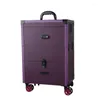 Suitcases Multilayer Trolley Makeup Luggage Case Luxury Cosmetic Box Large Capacity Swivel Wheel Suitcae With Mirror Embroidery Toolbox