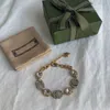 Pulseras de diamantes Pulsera de dise￱ador Cadena de u￱as para mujeres Clover Link Bijoux Joyer￭a de lujo Carta cl￡sica G Cadena de oro 22101004cz