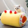 Cat Beds Furniture Fruit Tart Cute Dog Cat Bed Cotton Cake Roll Shaped Pet Basket for Cats Funny Kitten Washable Sleep Cave Nest Warm Cozy Cushion 221010