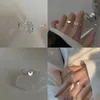 Ringos de cluster Criative Heart Open Conjunto para mulheres Design Jóias de moda Girlfriends Gift Gift Simple dedo 2022 tendência
