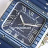 WSSA-0048 Herenhorloge GF Groot model PVD-ring Blauwe rubberen band Zwitsers Cal.1847 MC Automatisch uurwerk 28800vph Saffierkristal Luxe polshorloge Waterbestendigheid