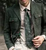 Men's Suits Green Herringbone Wool Blend Men Tuxedos Sport Hunting Jacket Blazers Coat Tailored