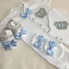 Giyim Setleri Dillling Born Baby's Rhinestone Crown 0-3 ay Şapka Bodysuits Eldiven Ayakkabı 4 Parçalı Erkek Kız Tulum