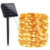 Strings 72ft 22m 200 LED Solar Strip Light Home Garden Koperdraad String Fairy Fairy Outdoor Powered Christmas Party Decor