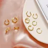 Brincos de backs Vintage Corrente simples Corrente C Clipe de orelha de metal em forma de C para feminino cor de cor de pértil de cor dourada KPOP jóias de moda 2022