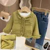 Джакеки детская одежда весеннее осеннее пальто для девочек Outwear Solid Green Princess наряды 2 8 лет детской девочки 221010