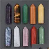 Stone Natural Crystal Stone Hexagonal Column Statue Carving Rose Quartz Handgjorda hantverk Mini Figurin Reiki Gem Gift Home Ornament D DHFA1