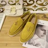 Dress Shoes Women Men Flat Khaki Suede Summer Walk Metal Lock Slipon Loafers Causal Moccasin Comfortable Mules Driving 221010