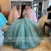 Princess 3D Flowers Quinceanera Dresses 2023 Off Shoulder Appliques Beads Lace-up Mexi Sweet 16 Dress Vestidos De 15 Anos