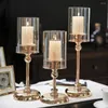 Candle Holders Modern Metal Holder Wedding Decoration Centerpiece Glass Cover Candlestick Dining Table Decor Accs