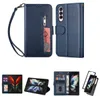 Wallet Phone Cases for Samsung Galaxy Z Fold4 Fold3 - Calfskin Texture PU Leather Flip Kickstand Cover Case with Zipper Coin Purse and Card Slots
