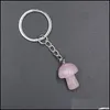 Key Rings Natural Crystal Stone Key Rings Mushroom Keychains Healing Crystals Car Bag Decor Keyholder For Women Men Drop Delivery 202 Dhjxj