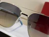 Designer Square Sunglasses Silver Metal Frame /Grey Smoke Men Sun Shades UV400 Eyewear with Box