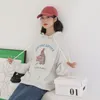 Kvinnor Hoodies Sweatshirts White and Grey Hooded Sweater Korean Version Lossa alla Match Kvinnor Preppy Style Autumn Letter Tryckt tröja kläder 221010