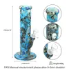 smoking pipes 10'' colorful skull patter silicone bubbler glass water pipe bong with hookah bowl