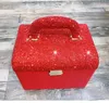 Storage Boxes Exquisite Inlay Diamond Cosmetics Portable Crystal Jewellery Box Home Multifunction Suitcase With Mirrored Women Gifts