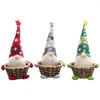 Decorazioni natalizie 2022 Gnomo senza volto Candy Bamboo Basket Packaging Box Doll Merry Ornament Xmas Festival Home Party Decor