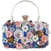 Bolsas de noite Flores coloridas carteira de luxo para feminino Bolsa de festas de casamento embreagens de miçangas de bolsas de cristal gota de atacado