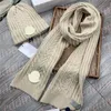 Winter Warm Scarves Set Thick Knitted Beanies Classic Print Wool Scarf Women Men Outdoor Knitted Hat