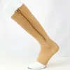 Chaussettes de sport à Compression, pression longue, fermeture éclair, Support de jambe professionnel, épaissi, veine élastique pour femmes