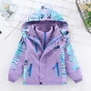 Jackets Uma tampa de tampa de girlas destacáveis ​​Trenchas Remover roupas de esqui use roupas de comércio exterior Jaqueta de crianças de meia idade 6 12 anos 221010