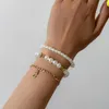 Bracelets de charme Imitation Imitation Bracelet Perl Femmes Fashion Trendy Gold Silver Color Chain Crystal Alloy Bijouts r￩glables